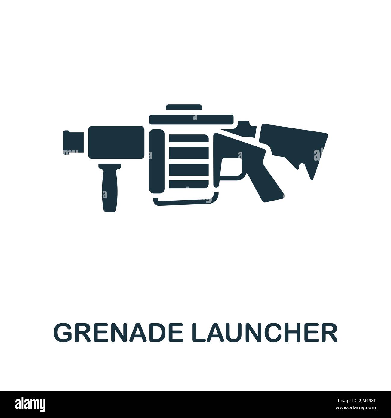 Icône de lancement de grenade. Icône d'arme de ligne simple monochrome pour les modèles, la conception Web et les infographies Illustration de Vecteur