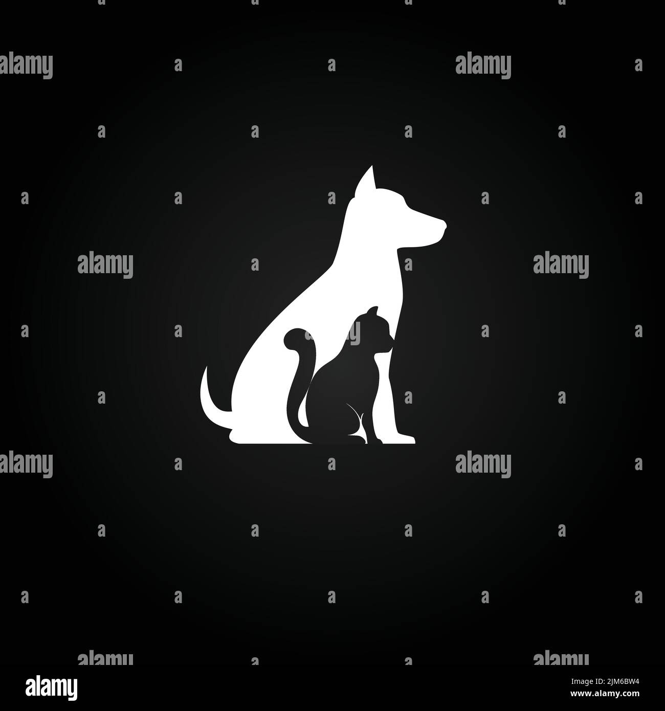 Une silhouette de chat dans un motif chien blanc Illustration de Vecteur