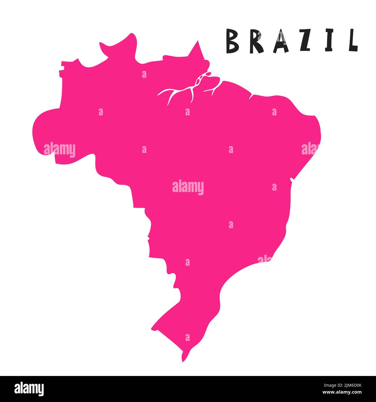 Carte stylisée du Brésil tracée à la main. Élément de carte pour l'Amérique du Sud. République fédérative du Brésil Illustration voyage Illustration de Vecteur