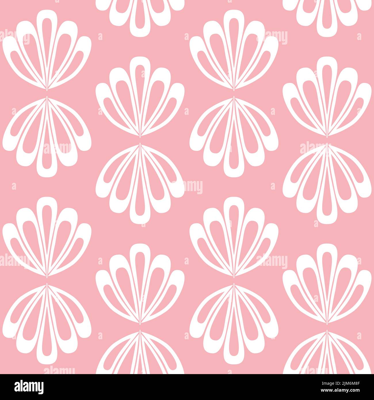 Palourdes de mer à motif rose blanc sans couture, arrière-plan créatif pour le textile et l'emballage Illustration de Vecteur