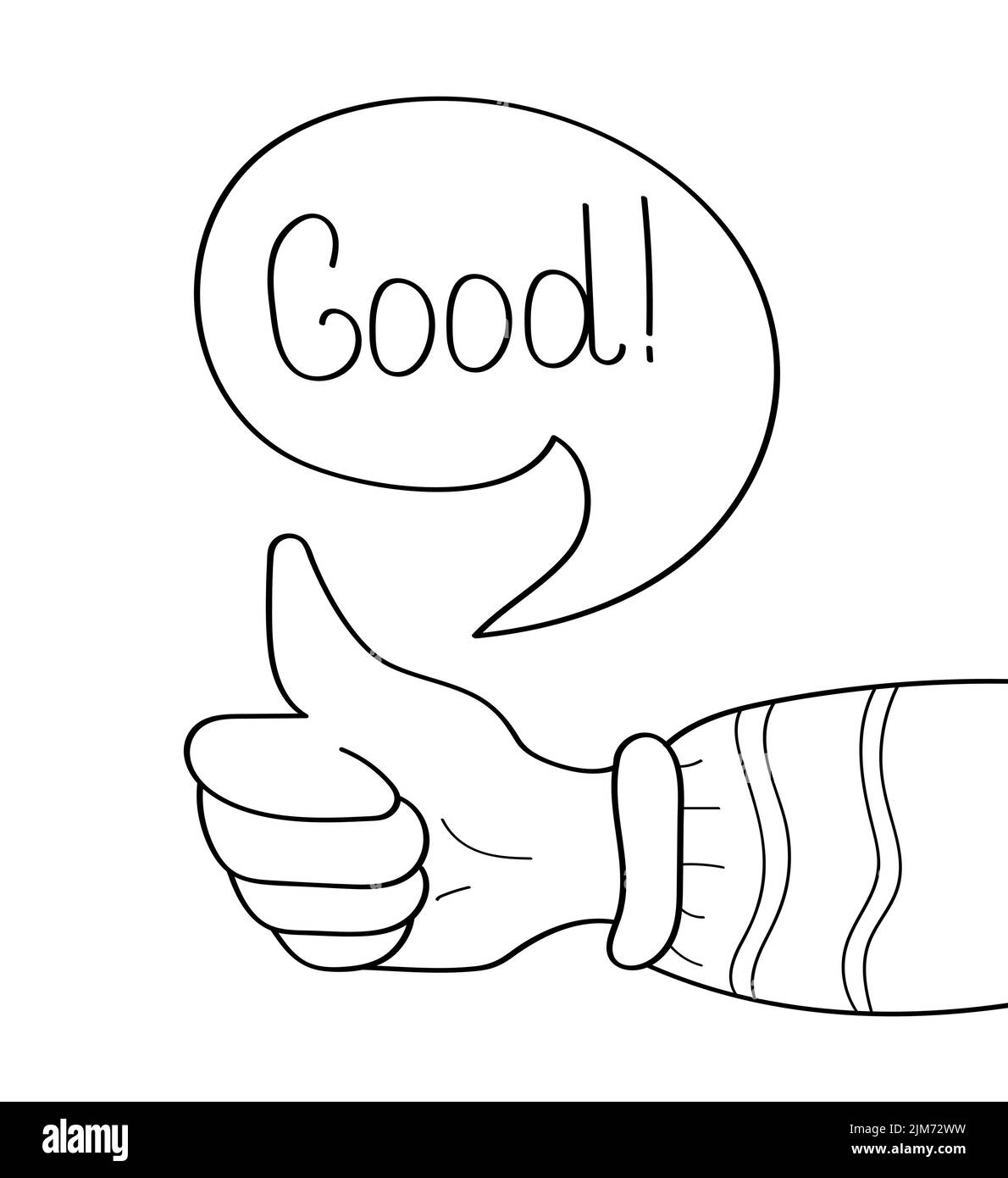 Bonne bulle, comme donner le vecteur de concept dans le style doodle.Finger vers le haut, donner la revue, impression, amitié. Les abonnés aiment le contenu sur les réseaux sociaux. Merci Illustration de Vecteur
