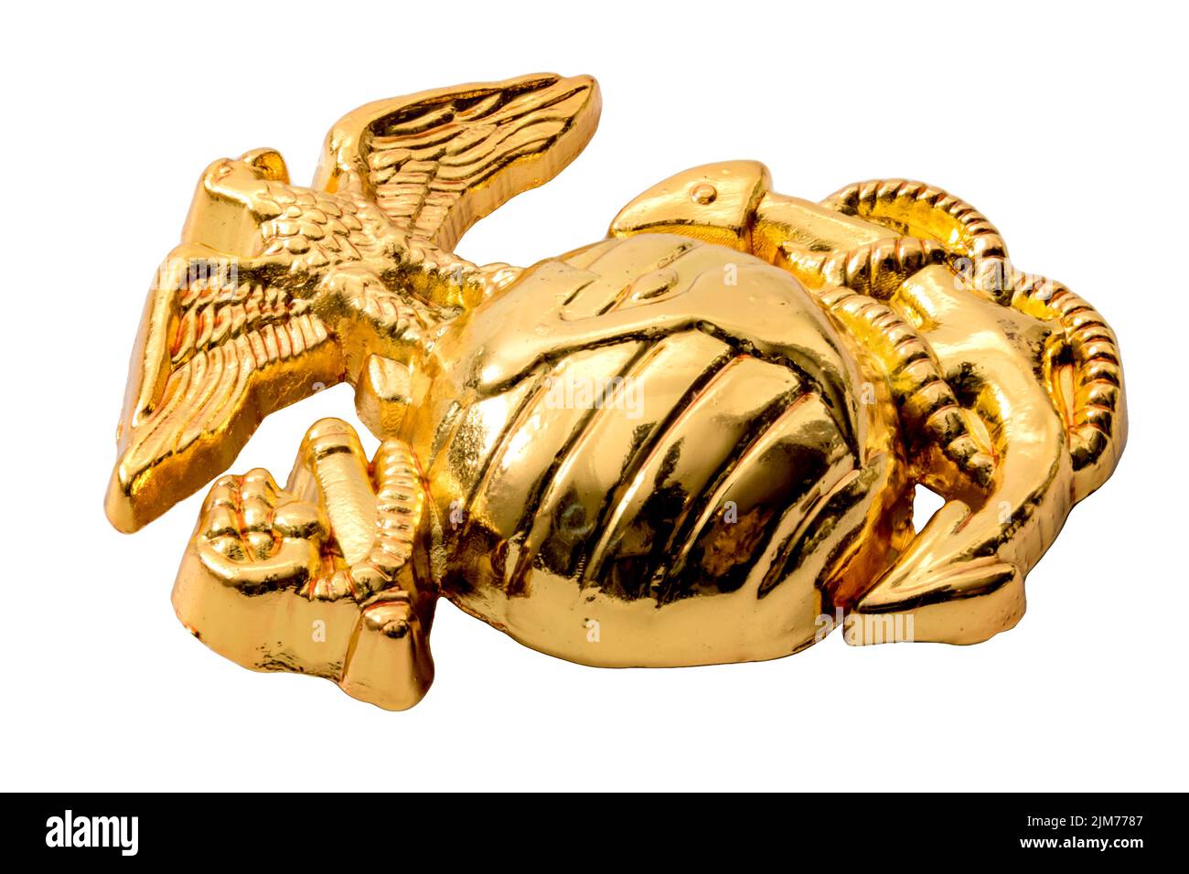 Insigne du corps des Marines des États-Unis ou USMC isolé sur blanc avec le concept de coupure de chemin d'écrêtage pour les forces armées américaines, la Marine des États-Unis et Banque D'Images