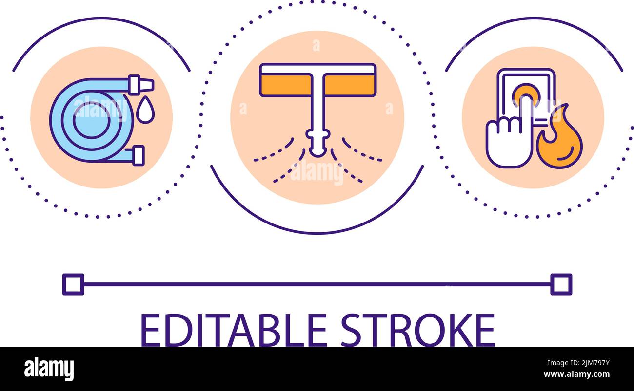 Icône de concept de boucle de gicleurs d'incendie domestiques Illustration de Vecteur