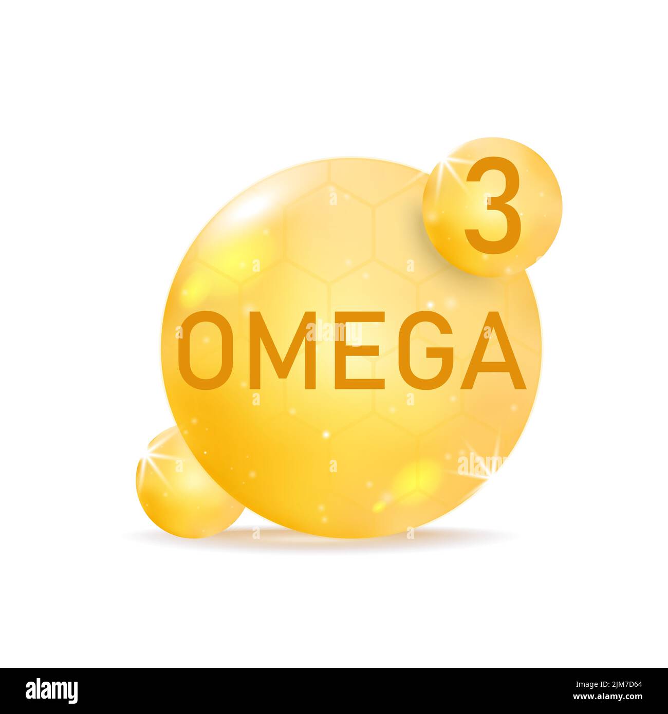 Vitamine Omega-3 acides gras or brillant capsule icône Illustration de Vecteur