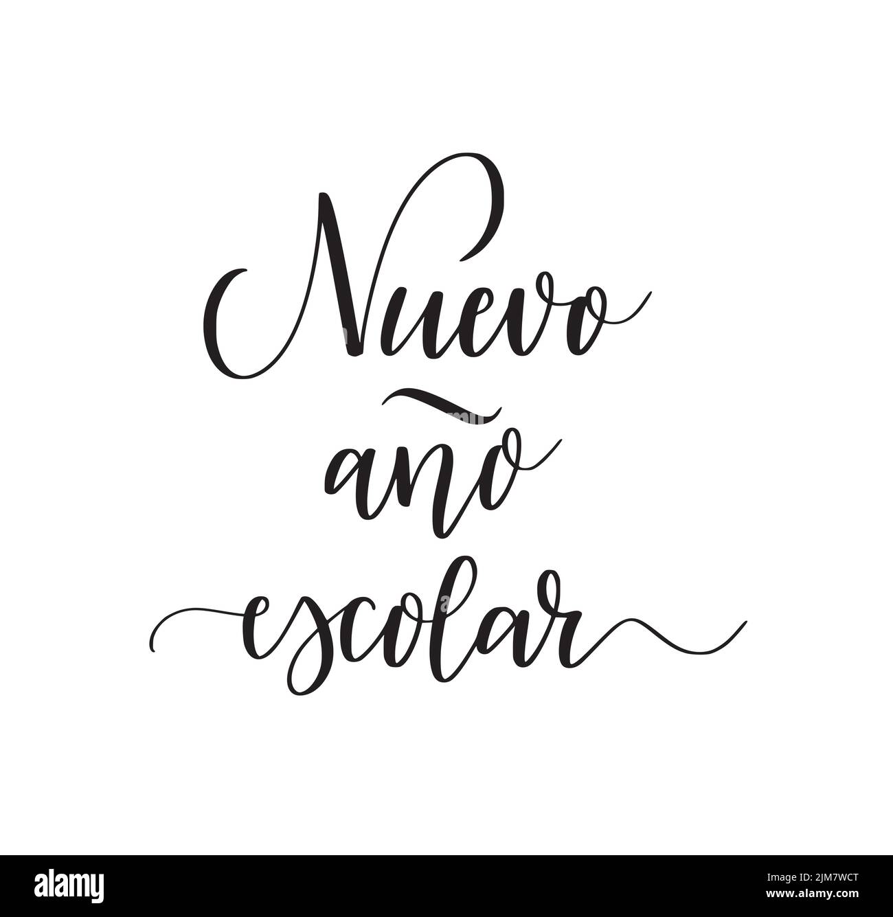 Nouvelle année scolaire en espagnol. De retour à l'école de la calligraphie pour des affiches et des cartes de voeux Illustration de Vecteur