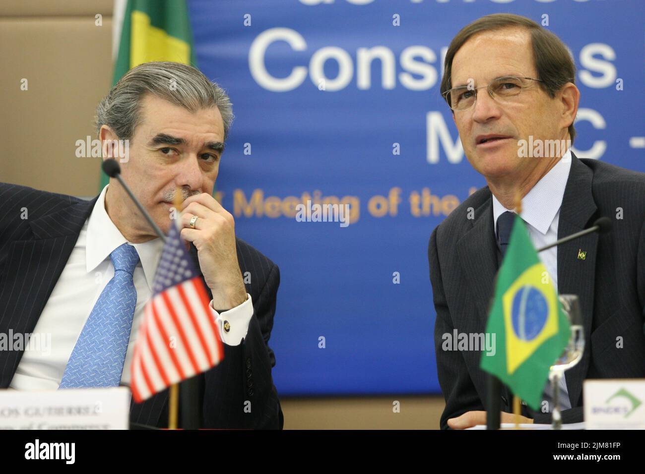 Bureau du Secrétaire (Carlos Gutierrez) - dialogue d'affaires entre les Etats-Unis et le Brésil Rio de Janiero Banque D'Images