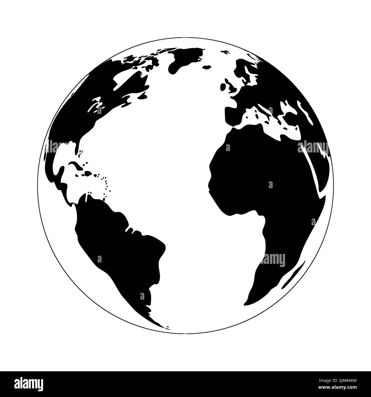 Globe terrestre. Vue géographique du monde avec une silhouette simple. Elément de conception. Illustration de Vecteur