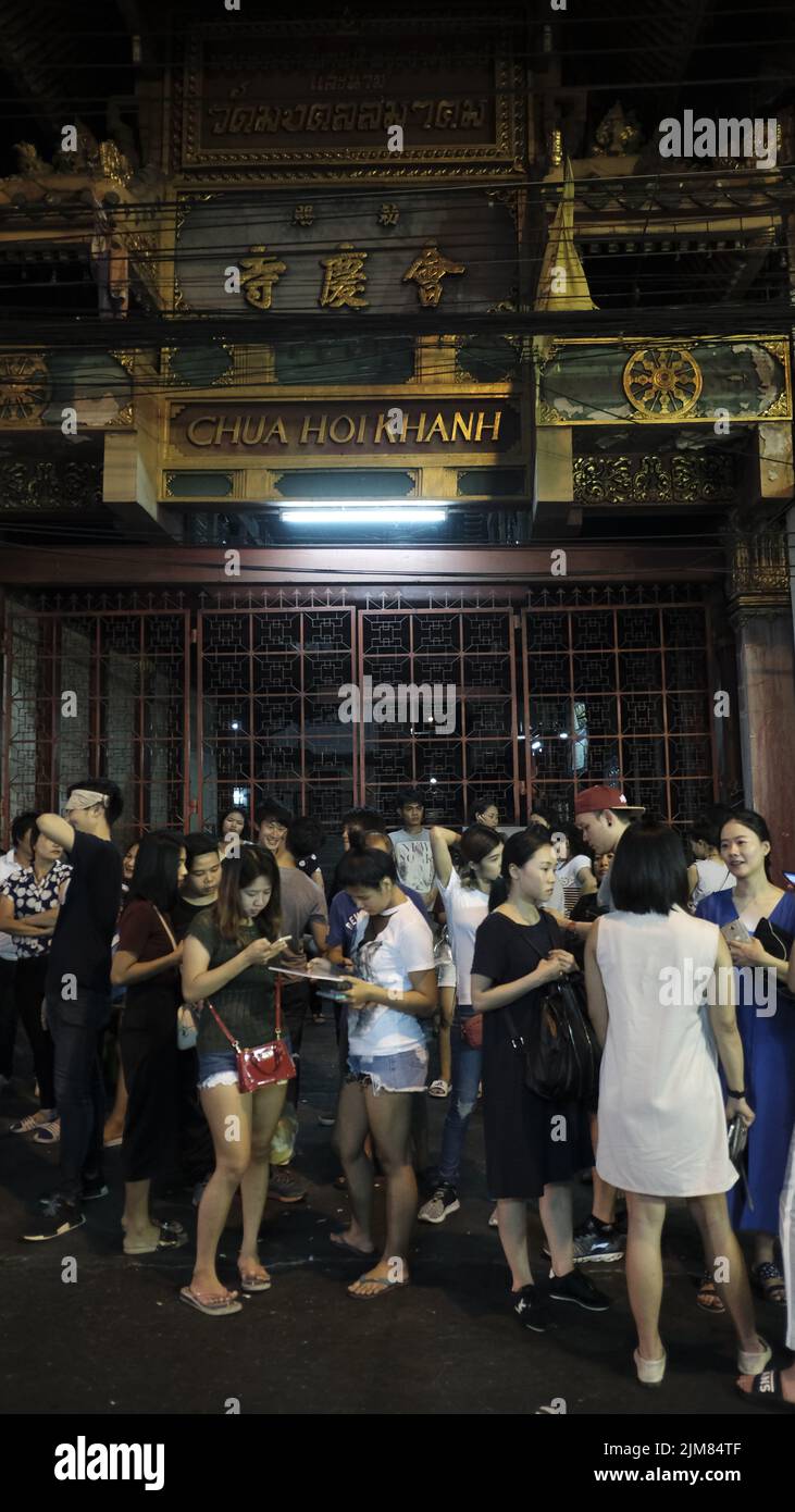 Temple bouddhiste vietnamien / chinois Chua Khanh Van Charoen Krung Road Chinatown Bangkok Thaïlande Banque D'Images