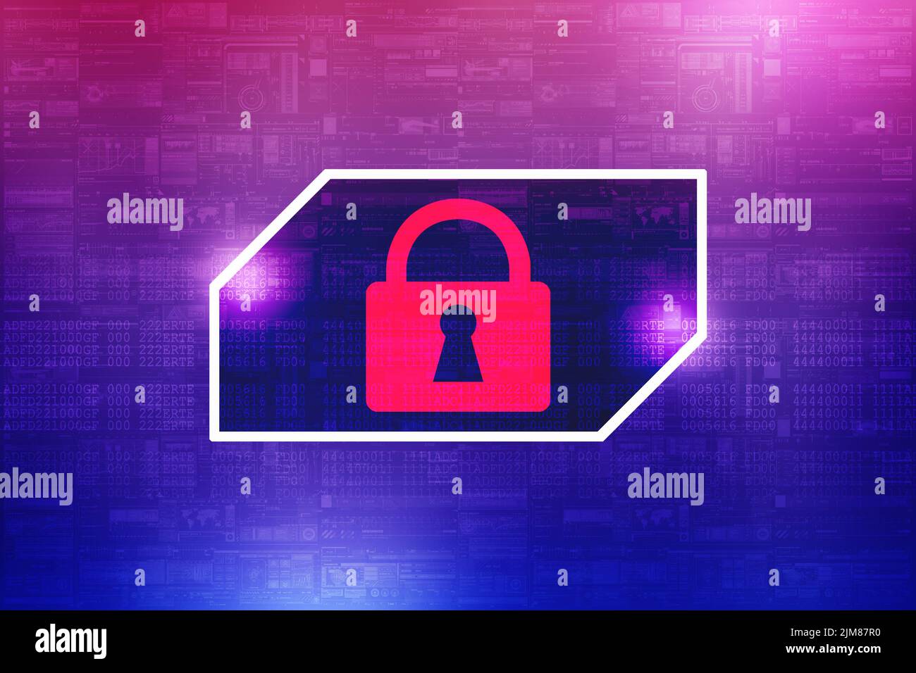 2D illustration concept de sécurité : cadenas fermé sur fond numérique Banque D'Images