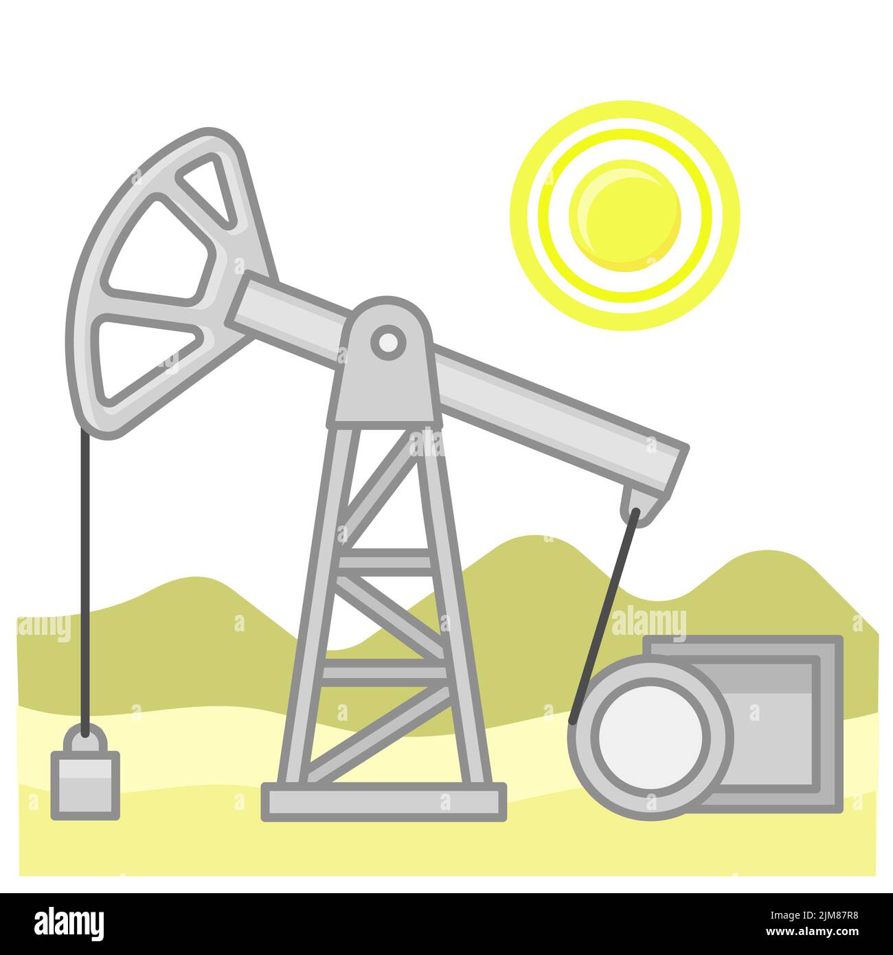 Production de pétrole dans le désert, plates-formes pétrolières. Illustration vectorielle de style plat Illustration de Vecteur