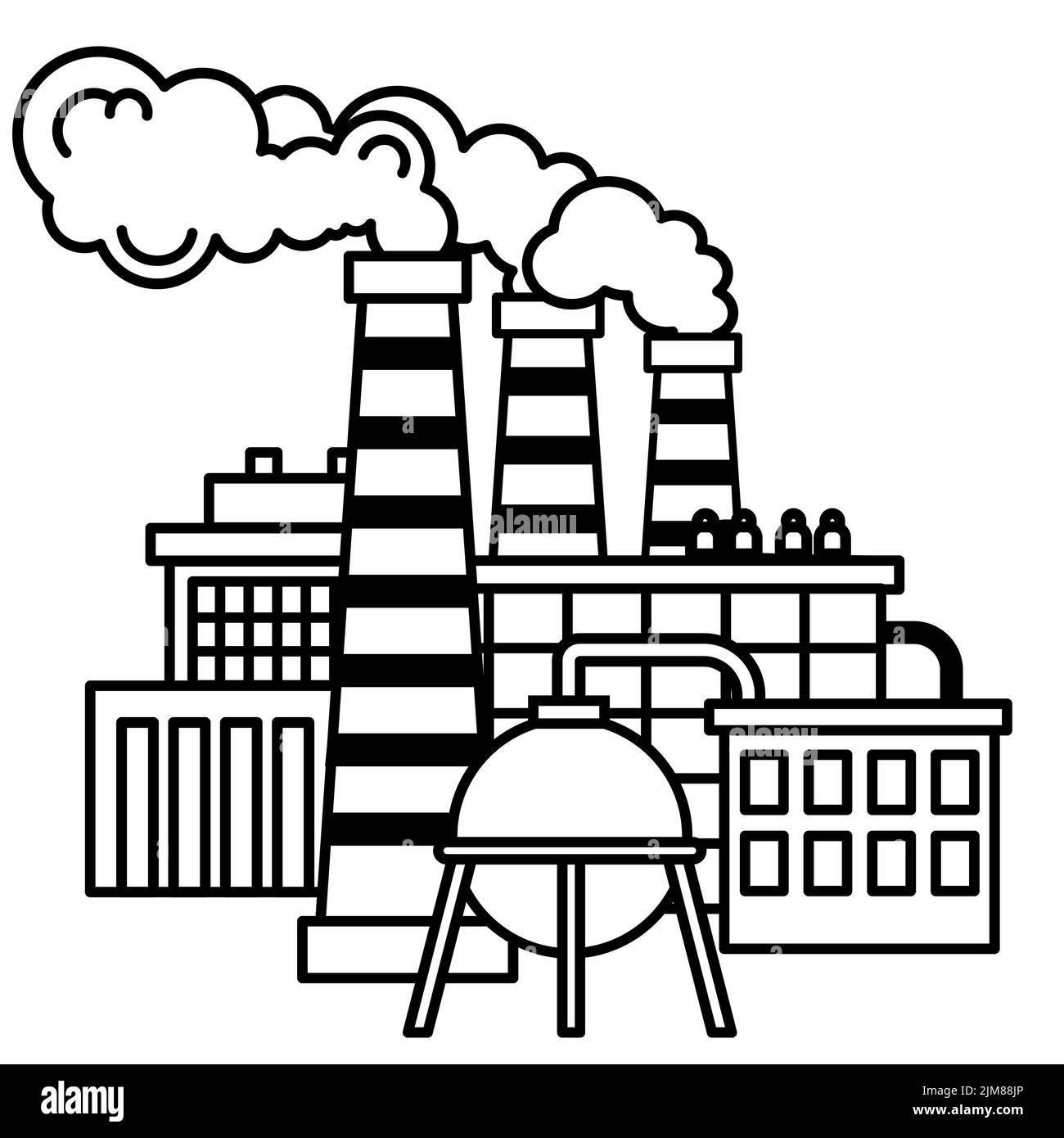 Centrale à hydrogène. ECO Green Energy concept. Illustration de dessin au trait vectoriel Illustration de Vecteur