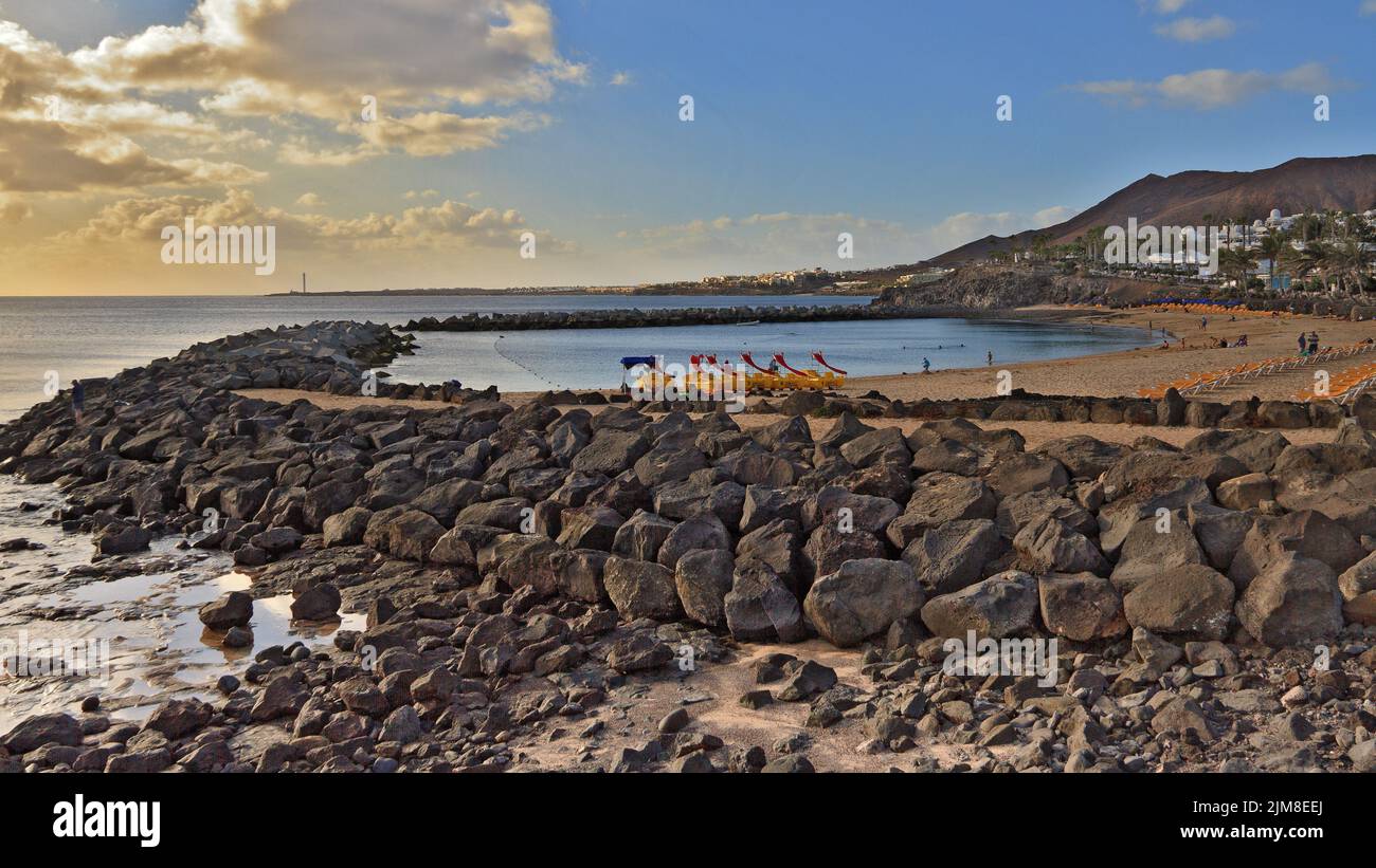 Espagne Lanzarote Playa Blanca Playa Flamingo Beach Banque D'Images