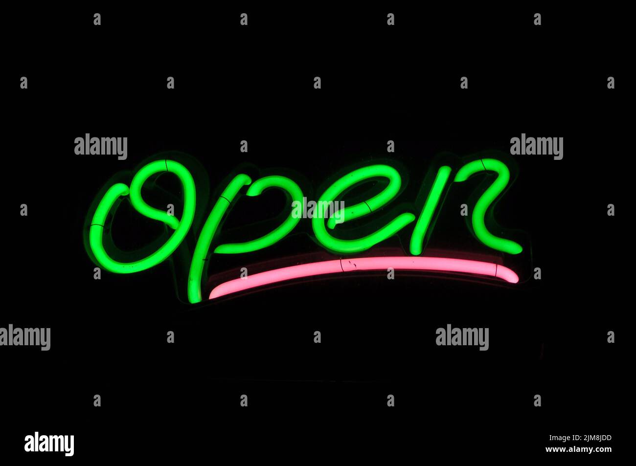 Ouvrez le panneau vert fluo Banque D'Images