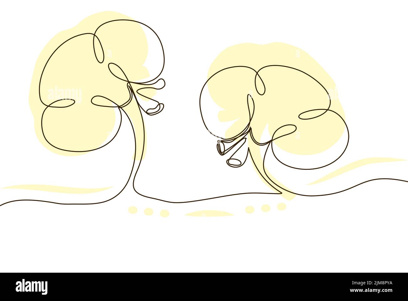 Reins dessin de ligne continue d'icône dessiné à la main et silhouette plate rose. Organes humains. Médecine tendance concept une seule ligne. Contour simple Illustration de Vecteur