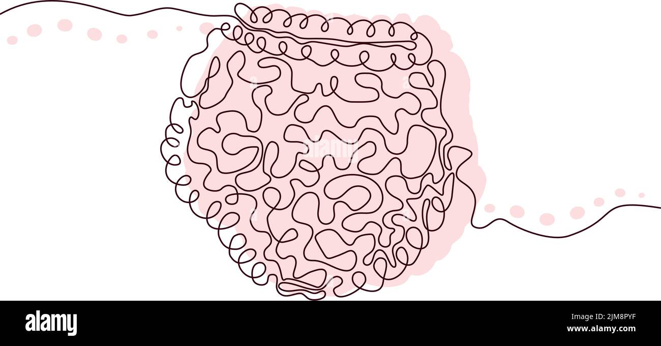 Intestins dessin de ligne continue d'icône dessiné à la main et silhouette plate rose. Organes humains. Médecine tendance concept une seule ligne. Contour Illustration de Vecteur
