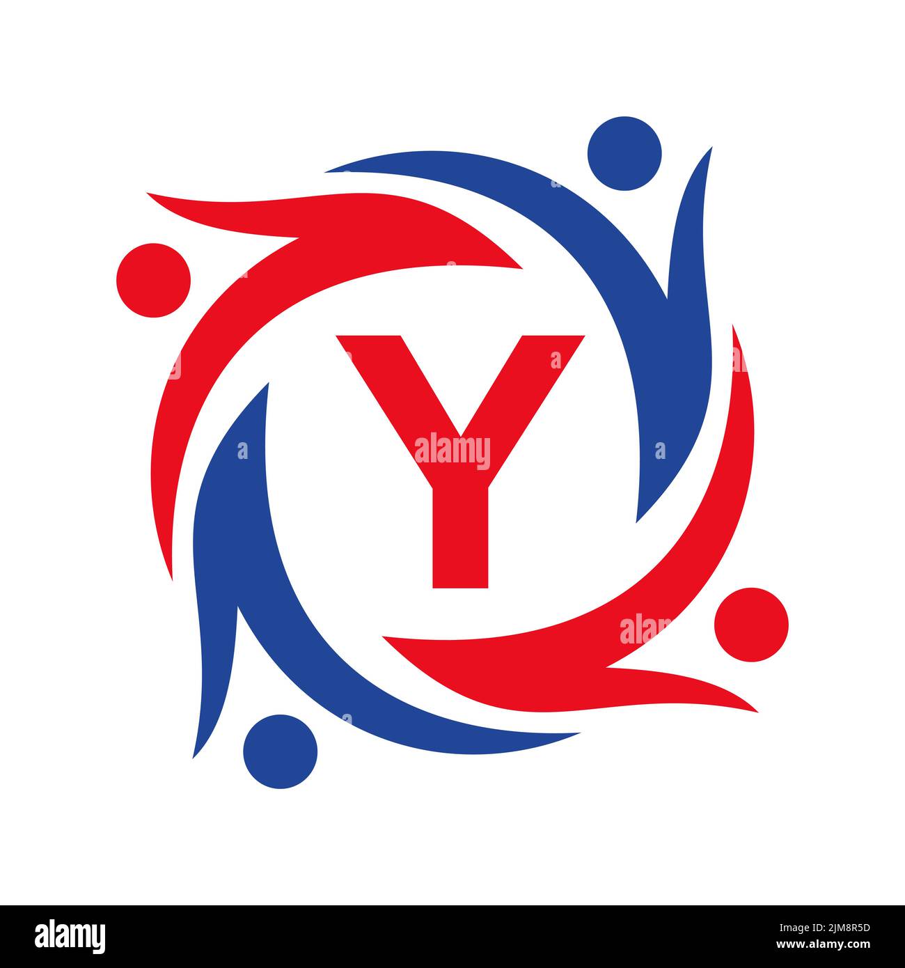 Logo American Charity sur lettre y. Icône de la fondation UNITE Teamwork Organisation Care logo Illustration de Vecteur