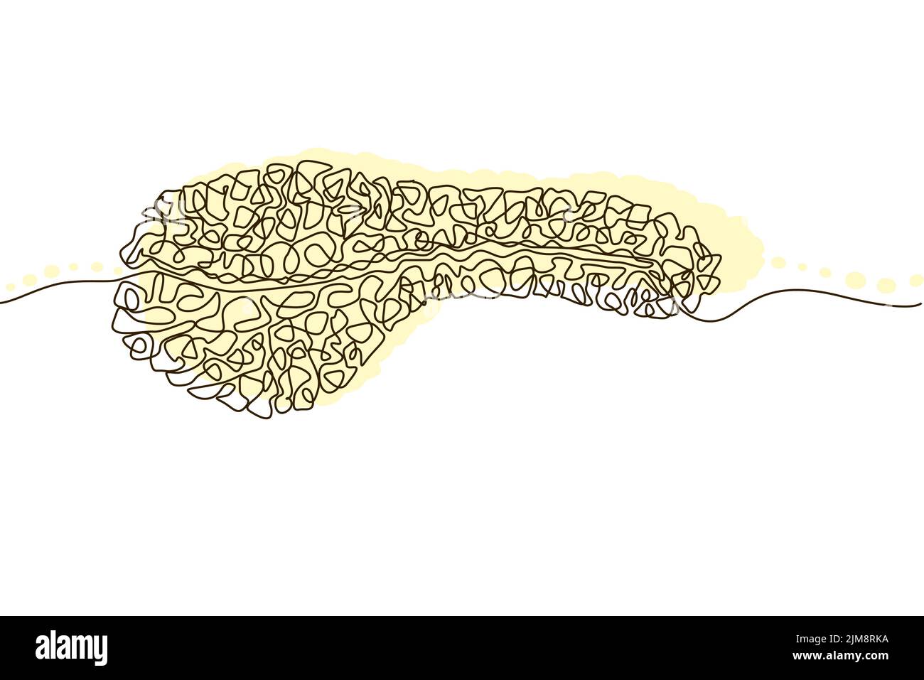 Thyroïde main dessinée icône ligne continue dessin et silhouette plate rose. Organes humains. Médecine tendance concept une seule ligne. Contour simple Illustration de Vecteur
