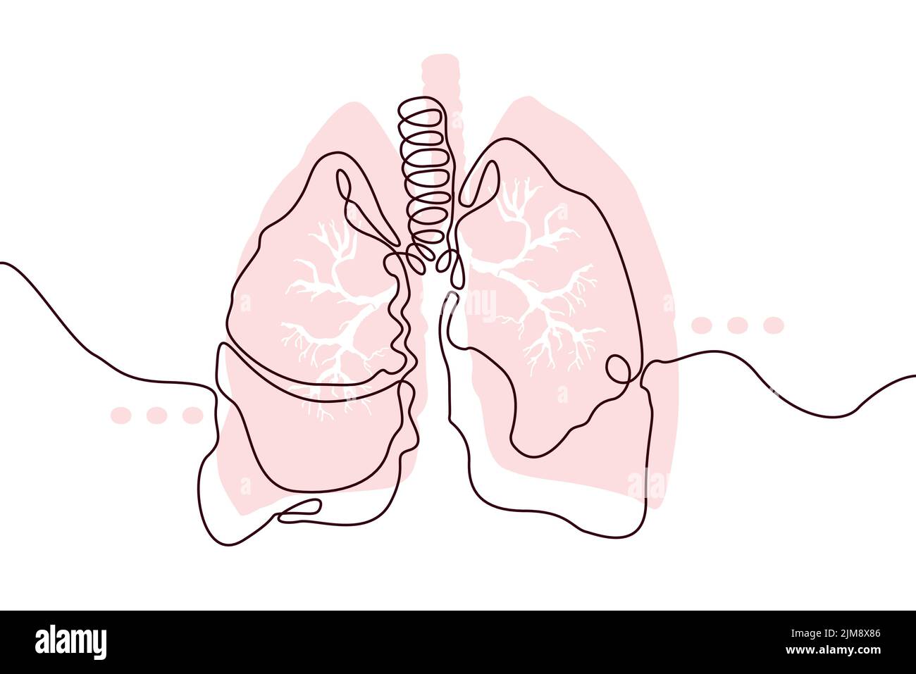 Poumons tracé à la main icône tracé en ligne continue. Human Orgues Creative résumé art arrière-plan tendance concept un seul design de ligne. Contour simple Illustration de Vecteur
