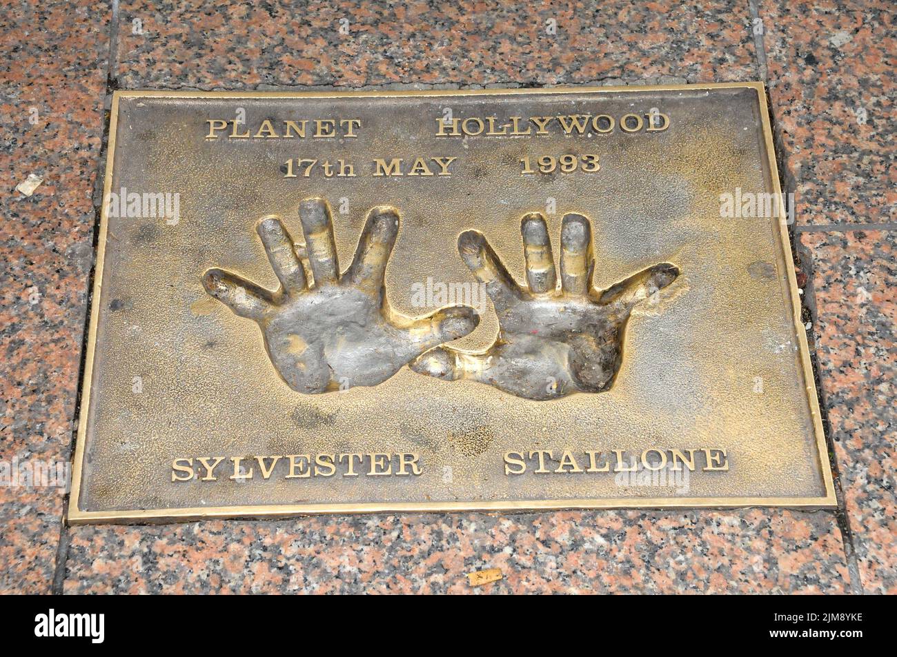 Les empreintes de Sylvester Stallone Banque D'Images