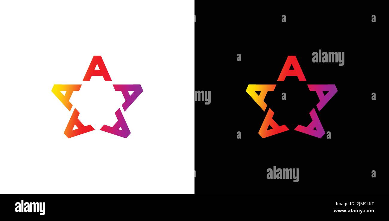 Moderne et unique lettre A initiales logo étoile Illustration de Vecteur