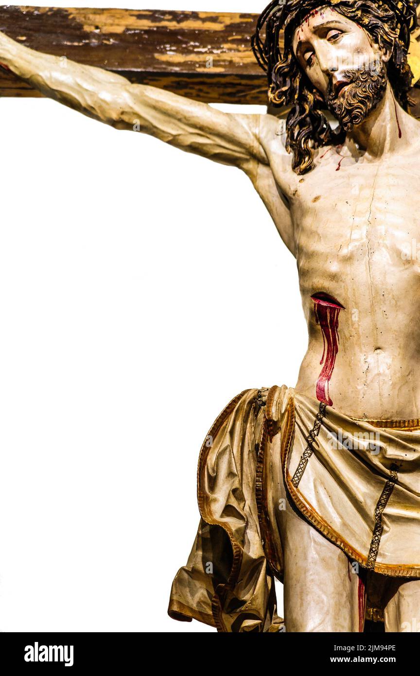 Tableau Jésus Christ Sur La Croix Avec Cadre Baroque Or Antique - Dimensions 56x46 Cm - Fabriqué En Italie