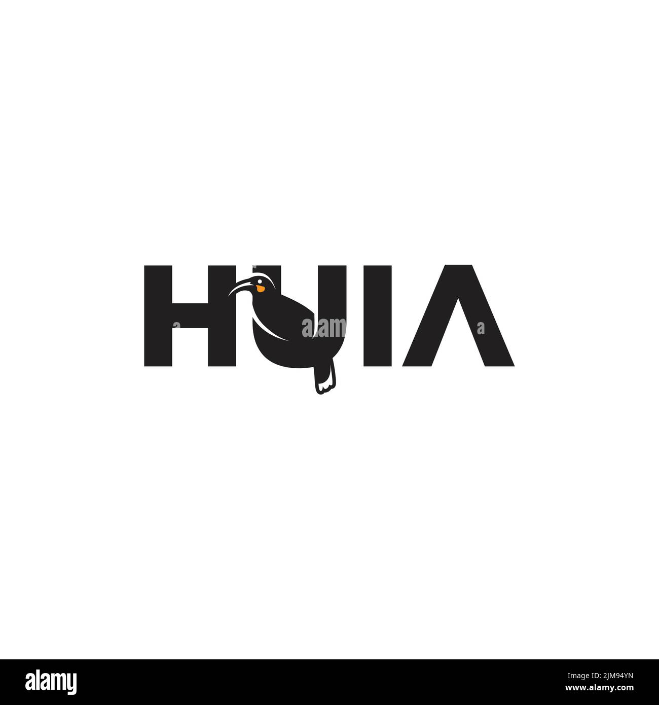 Typographie lettre logo pour rare huia oiseau Icon design. Illustration vectorielle EPS.8 EPS.10 Illustration de Vecteur