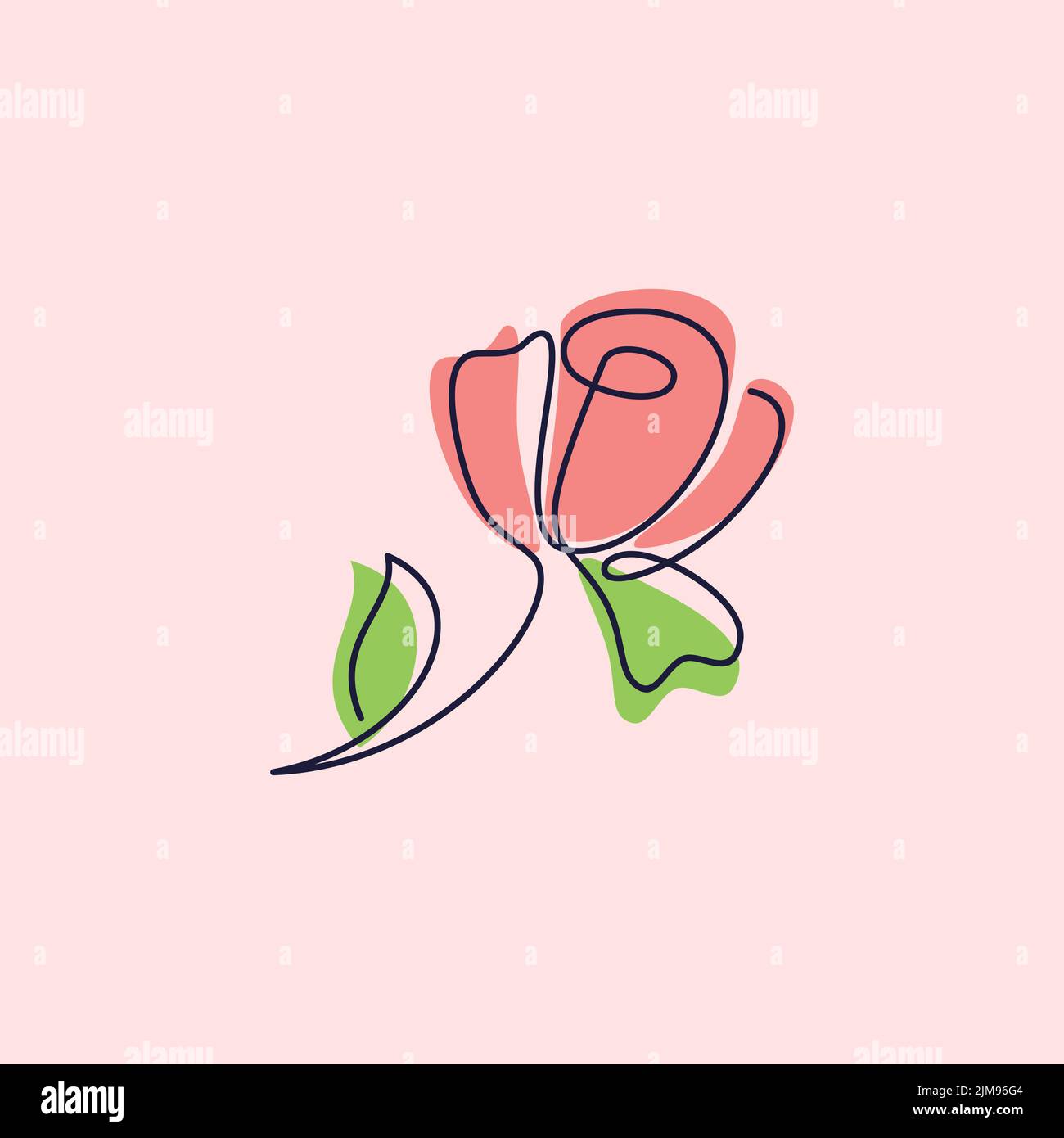 Rose fleur continue une ligne art dessin illustration vectorielle. Illustration vectorielle EPS.8 EPS.10 Illustration de Vecteur