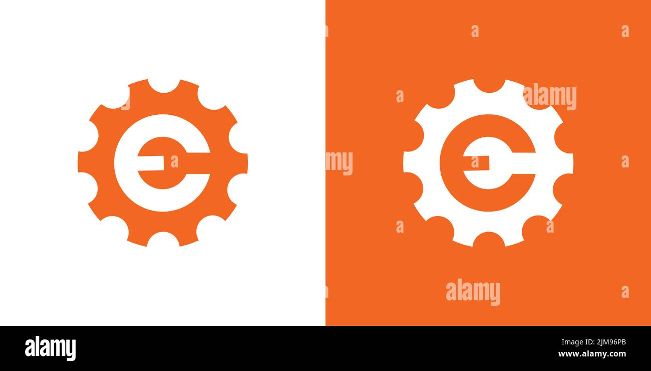 Design unique et moderne du logo mécanique de la lettre E Gear Illustration de Vecteur