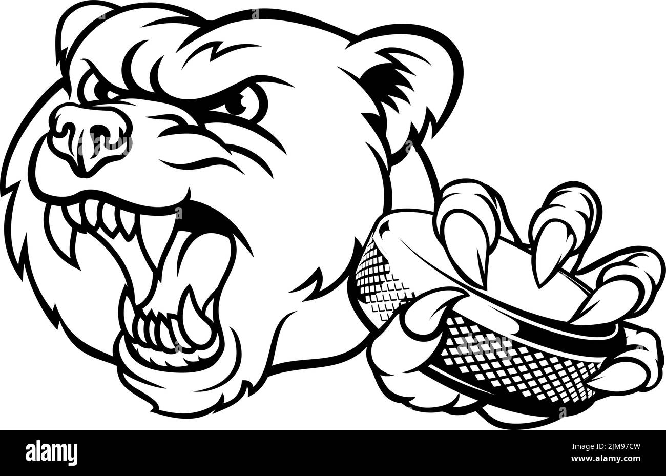 Un joueur de hockey sur glace l'ours mascotte sports animaux tenant une rondelle de hockey Illustration de Vecteur