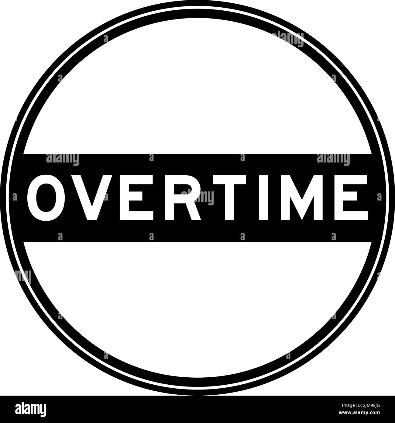Autocollant de couleur noire sur fond blanc avec joint rond en mot « heures supplémentaires » Illustration de Vecteur