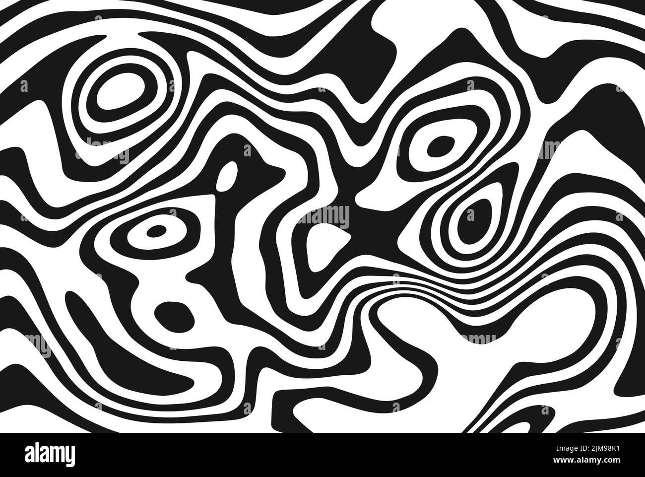 Lignes et formes ondulées noires.effet de lignes fluides incroyable sur l'illustration vectorielle noire et blanche Illustration de Vecteur