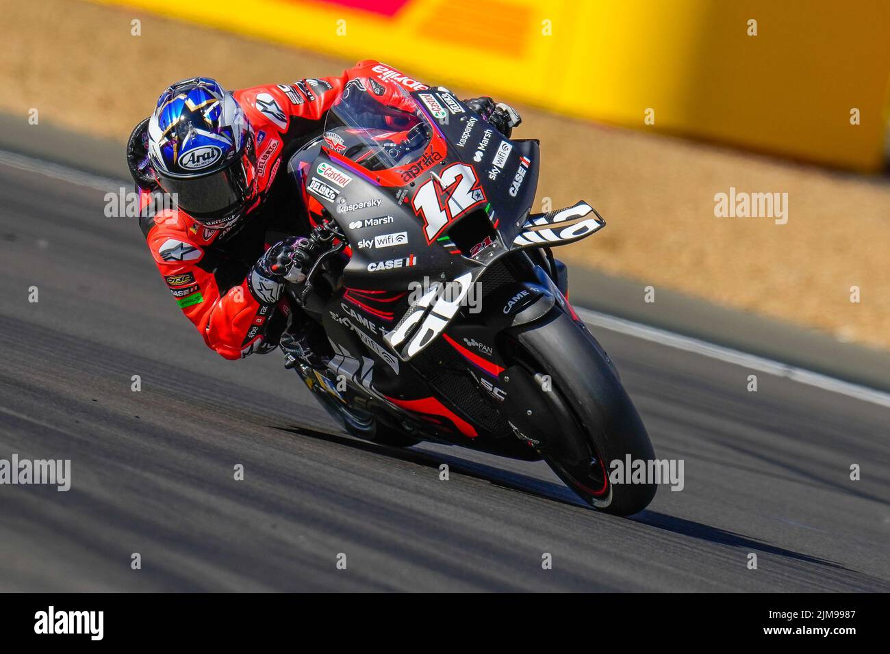 Maverick VINALES (Espagne) de l'équipe Aprilia Racing Team lors du Grand Prix Monster Energy 2022 (MotoGP) sur le circuit Silverstone, à Towcester, en Angleterre, du 5th au 7th août 2022. Photo de David Horn. Banque D'Images