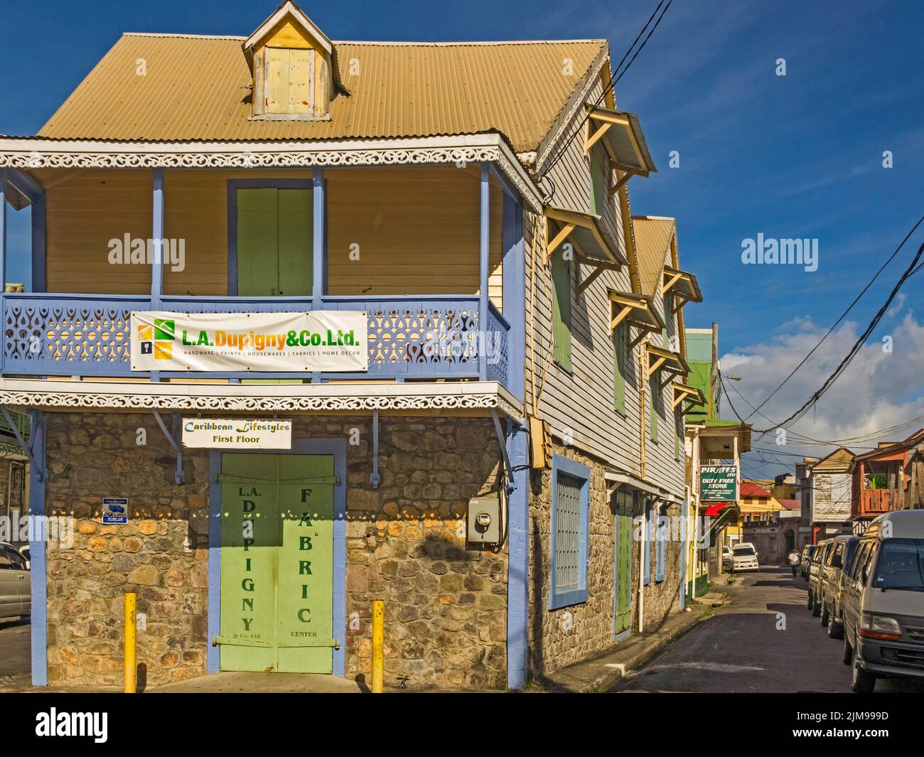 Bâtiments d'exposition Roseau Dominique Antilles Banque D'Images