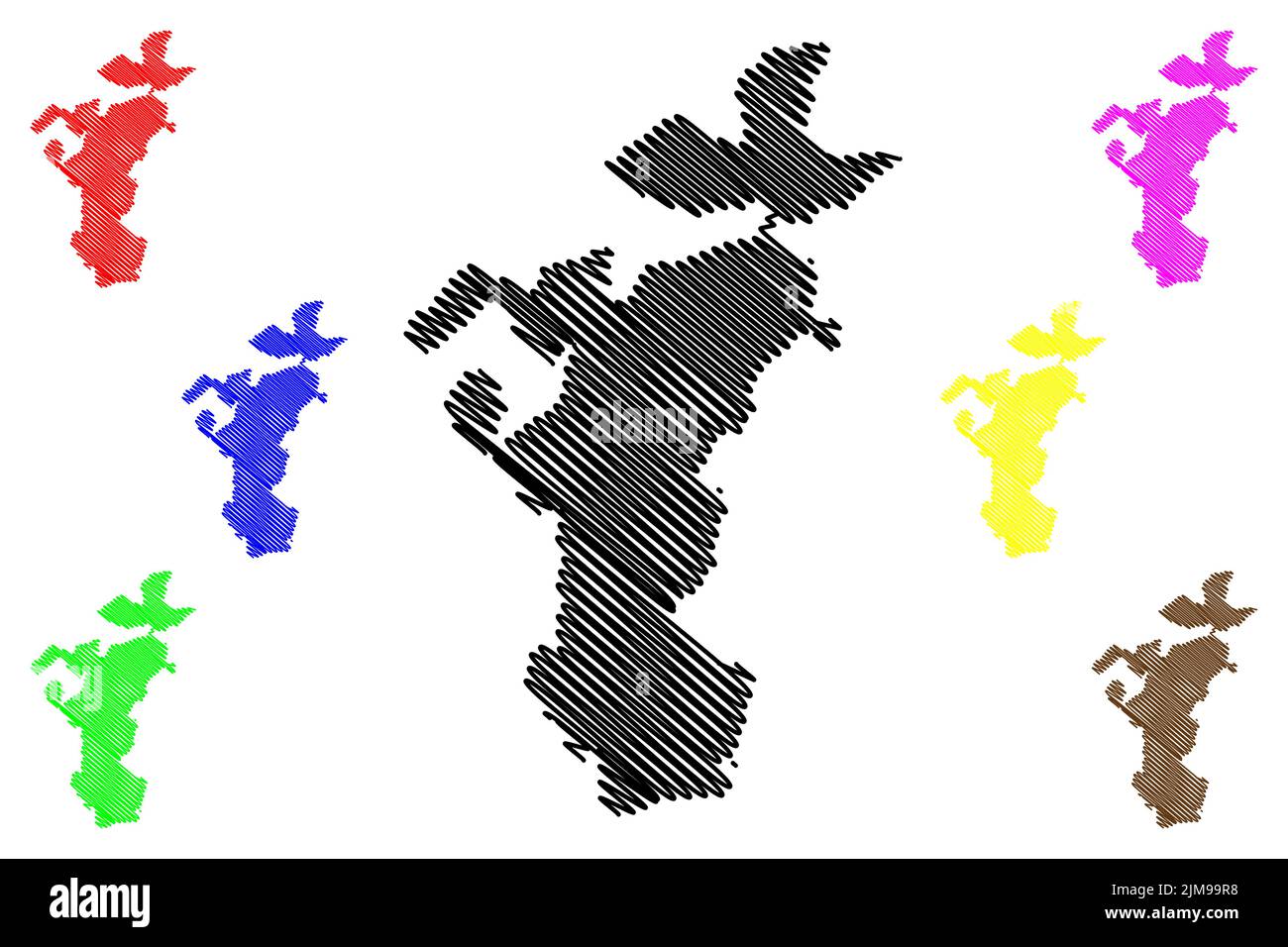 Île du sud du Ronaldsay (Royaume-Uni de Grande-Bretagne et d'Irlande du Nord, Écosse, Îles Orcades) carte illustration vectorielle, scribble sketch Isle Illustration de Vecteur