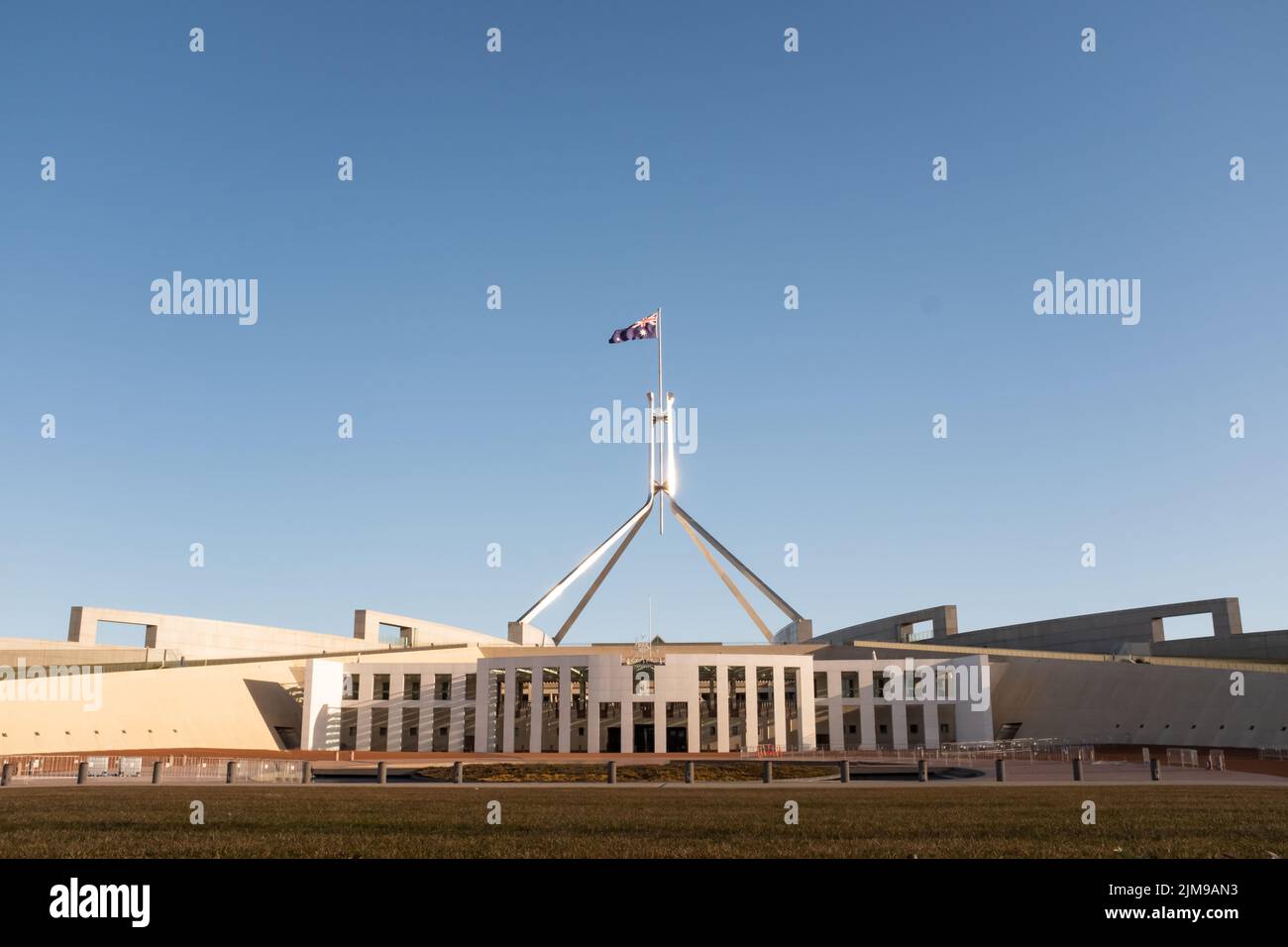 La nouvelle Maison du Parlement australien à Canberra, en Australie, au coucher du soleil Banque D'Images