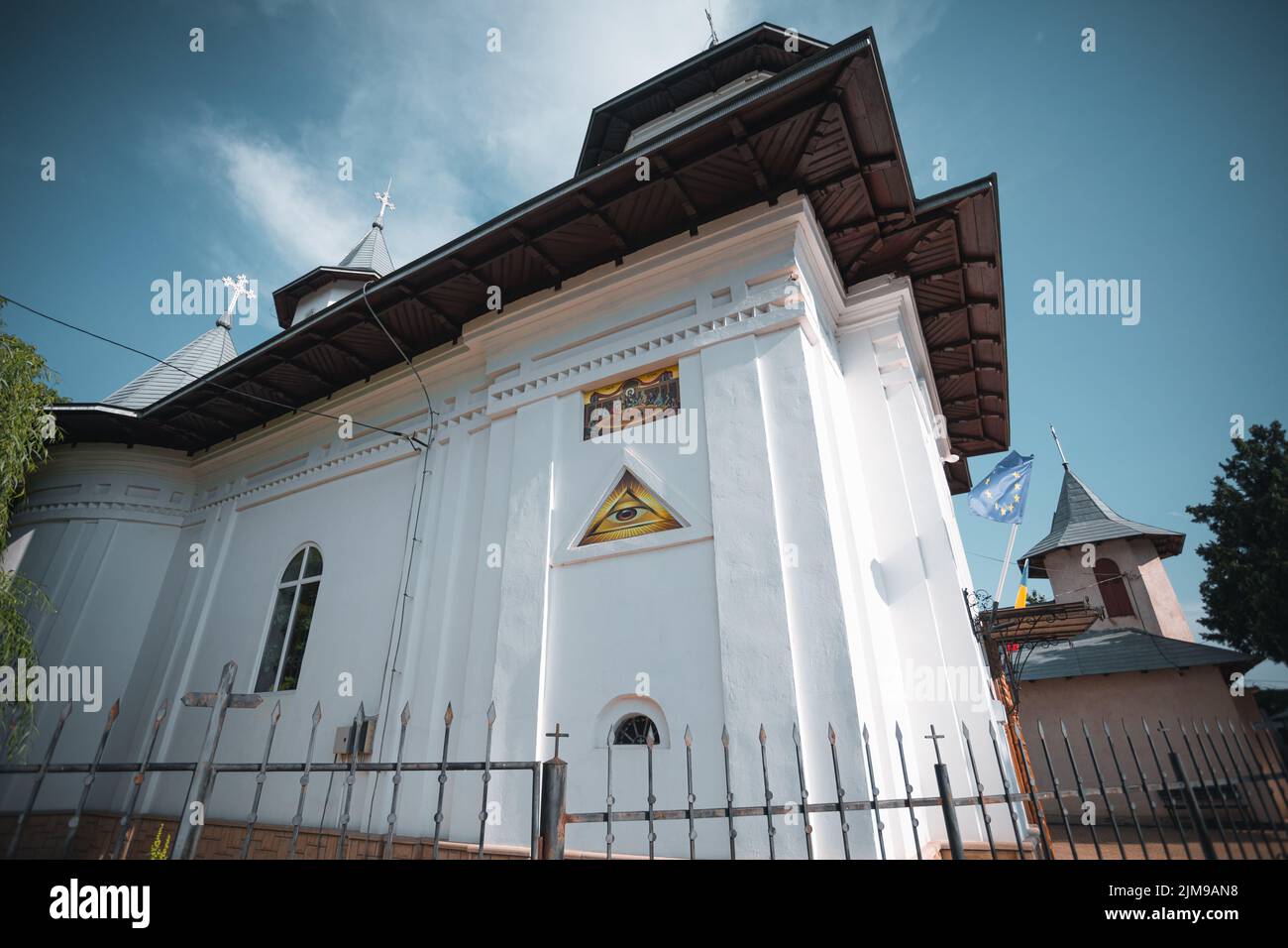 Vue panoramique sur l'église Saint Ioan à Barlad, Roumanie Banque D'Images