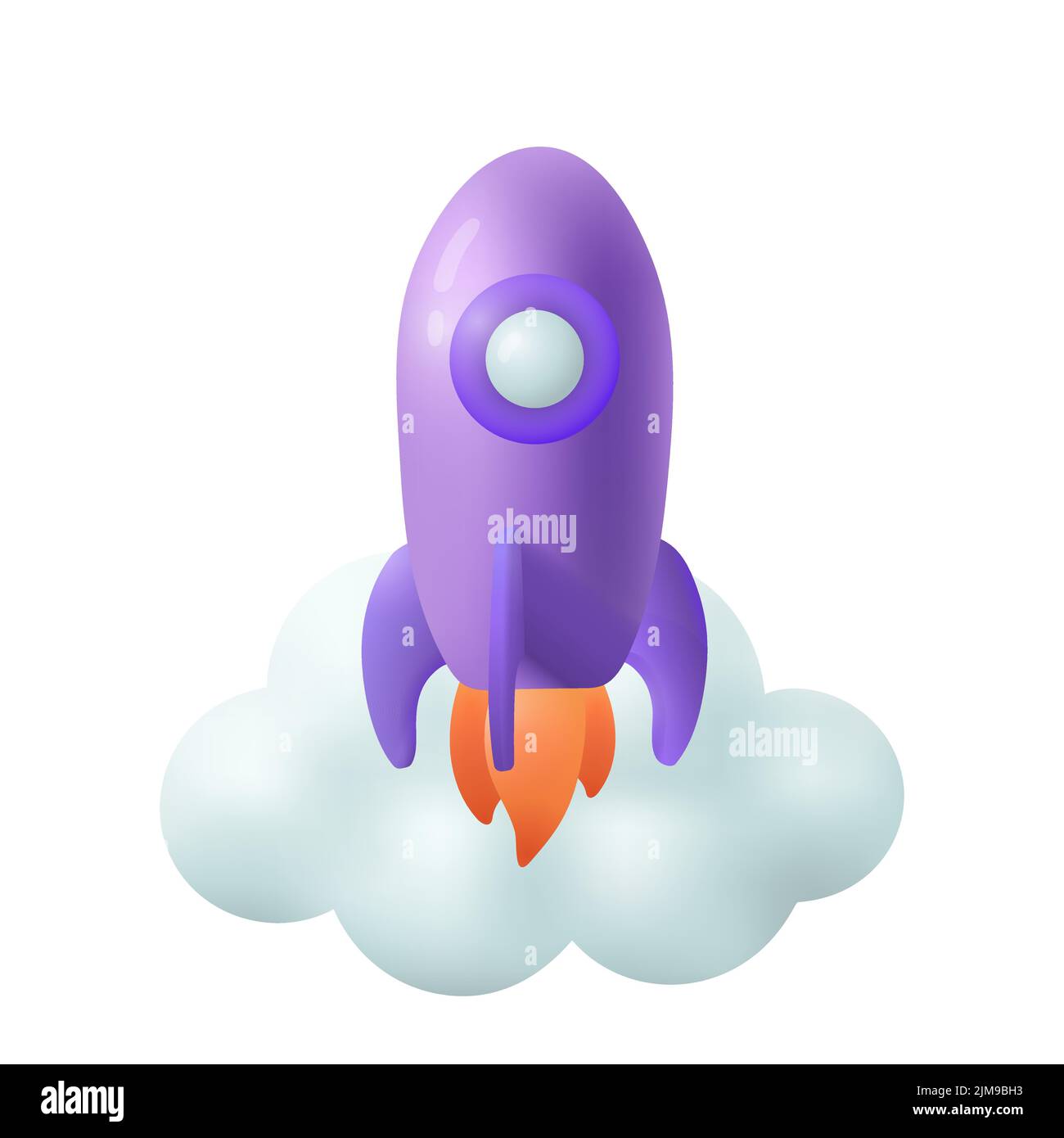 Icône de style dessin animé Blowing Rocket 3D. Vaisseau spatial se lançant dans l'illustration vectorielle plate spatiale. Démarrage d'une entreprise ou démarrage. Développement, croissance, éducation Illustration de Vecteur
