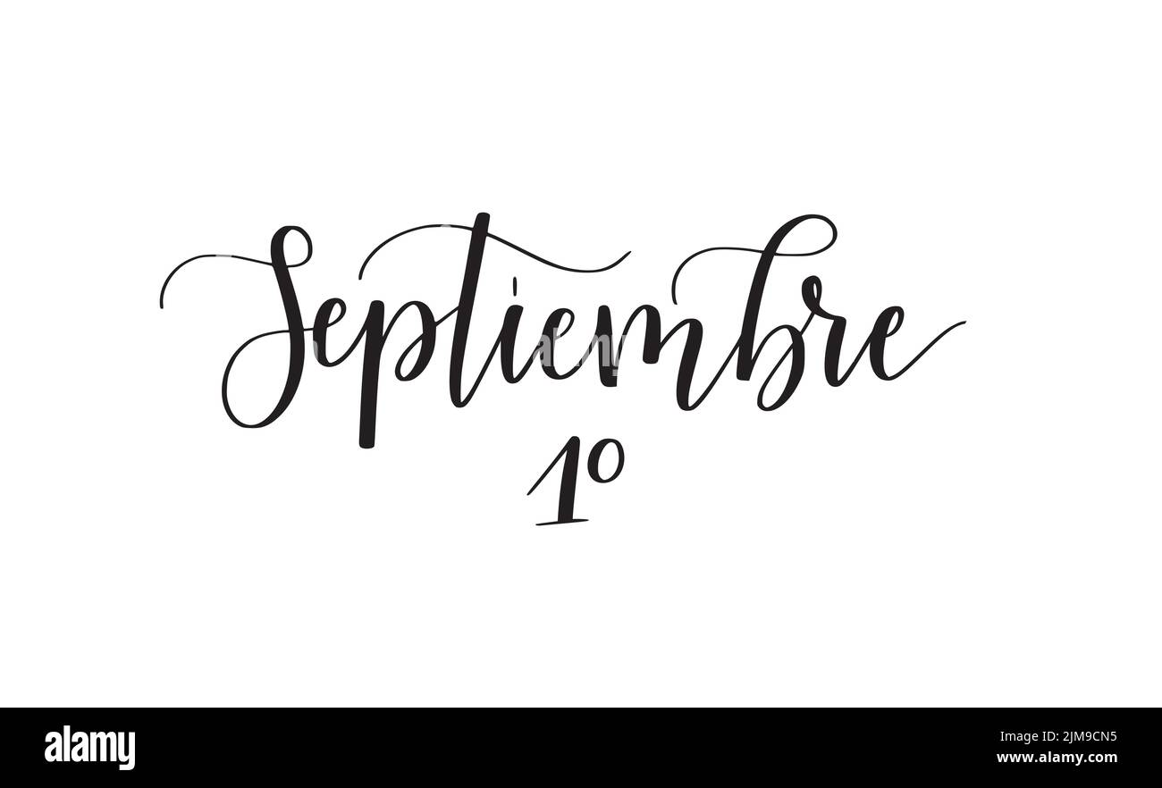 1 septembre en espagnol. De retour à l'école de la calligraphie pour des affiches et des cartes de voeux Illustration de Vecteur