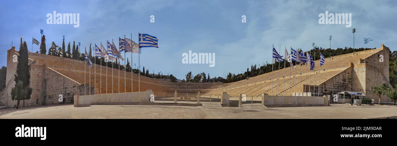 Vue sur le stade panathénaïque d'Athènes, Grèce Banque D'Images