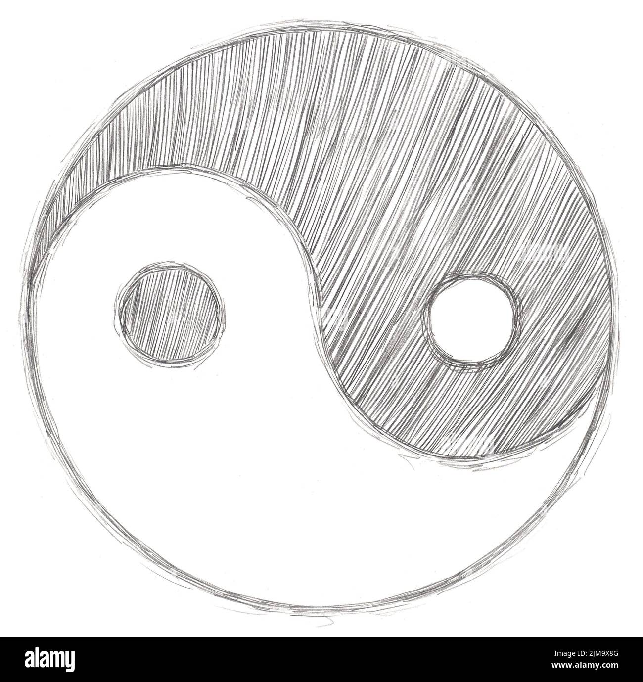 Illustration d'une idée de tatouage ying-yang Banque D'Images