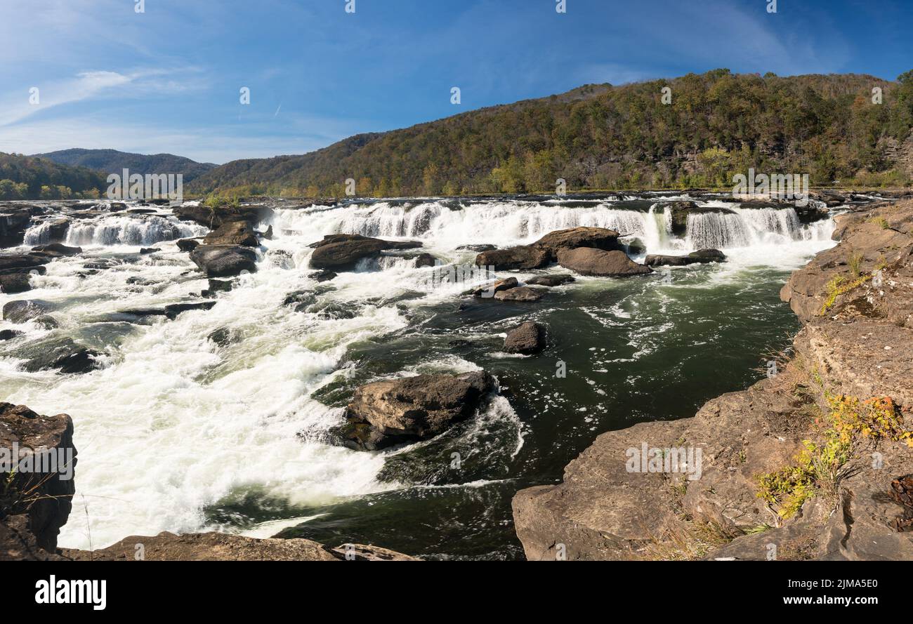 Chutes de Sandstone sur New River Summers County West Virginia Banque D'Images