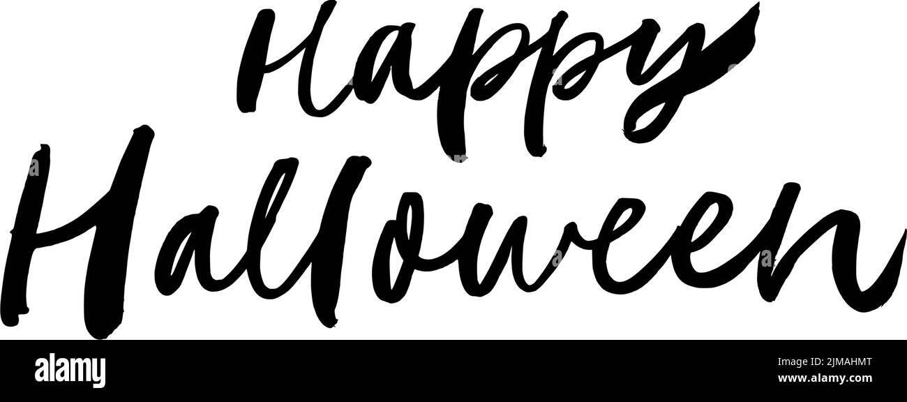 Joyeux Halloween, texte noir vectoriel dessiné à la main. Illustration de Vecteur