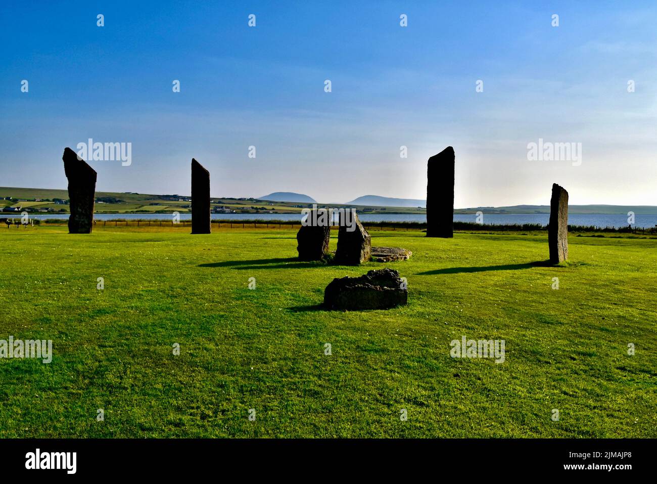 Les pierres debout de Stenness sur Orkney. Banque D'Images