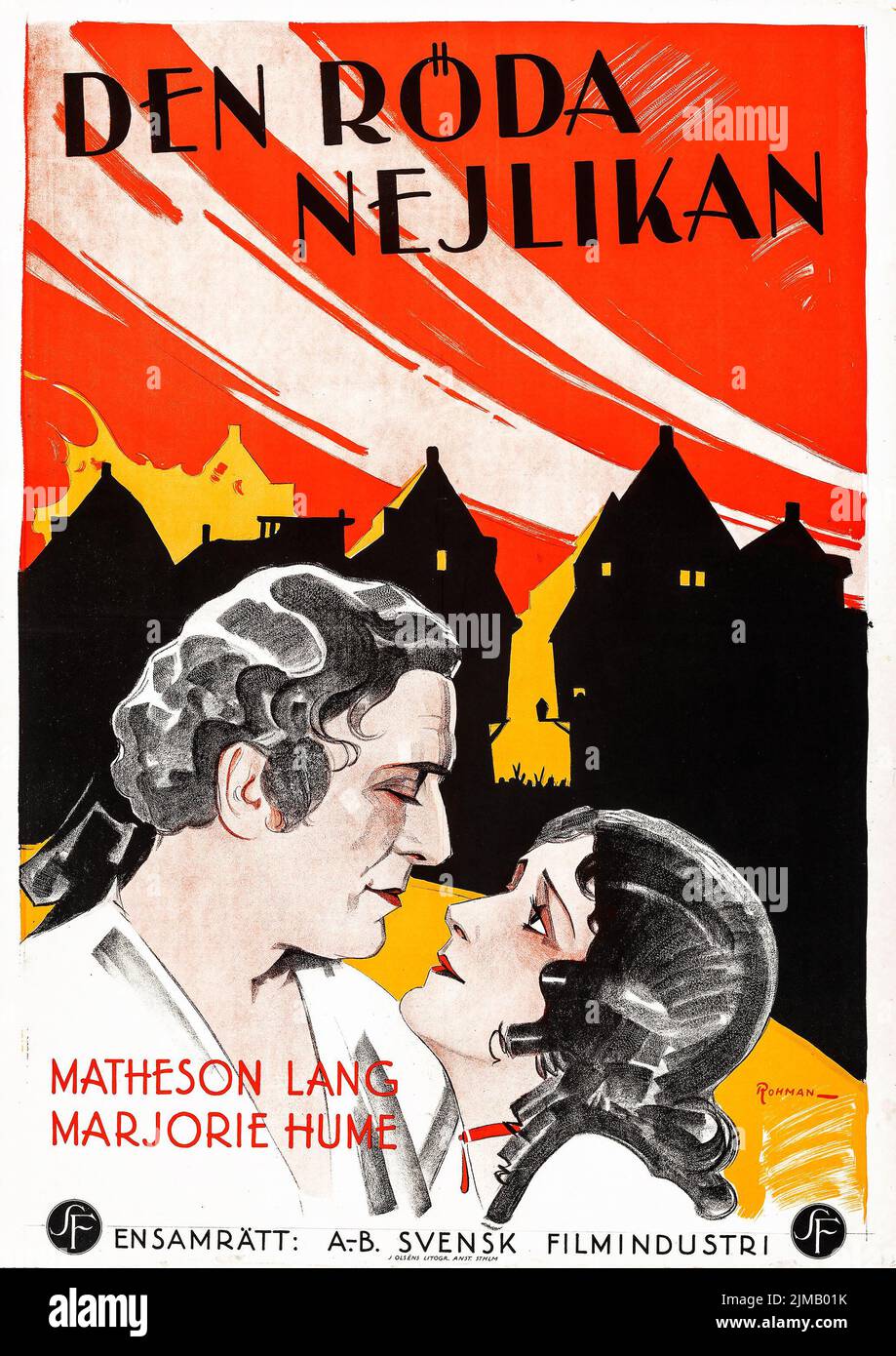 Den röda nejlikan - The Scarlet Daredevil (Svensk filmindustri, 1929). Poster de film suédois. Eric Rohman Banque D'Images