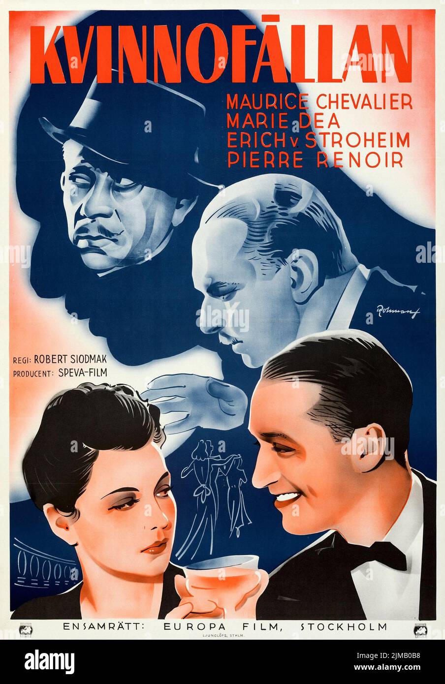 Kvinnofällan - colonne personnelle (Europa film, 1940). Poster de film suédois. Eric Rohman Banque D'Images