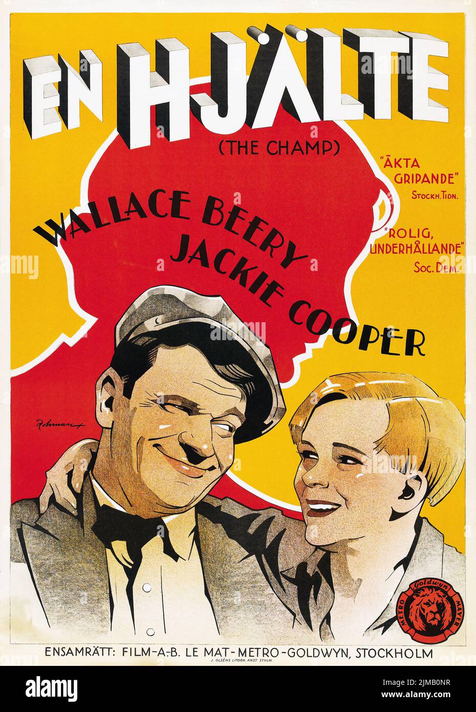 En hjälte - le champ (MGM, 1931). Poster de film suédois. Œuvres d'art de Rohman Banque D'Images