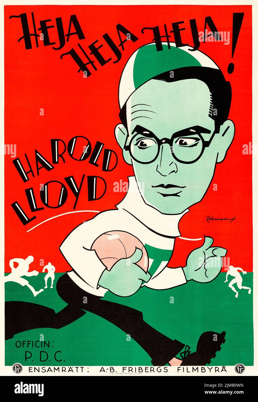 Harold Lloyd - le Freshman - Heja heja heja (Fribergs Flimbyra, 1925). Poster de cinéma suédois. Eric Rohman. Banque D'Images