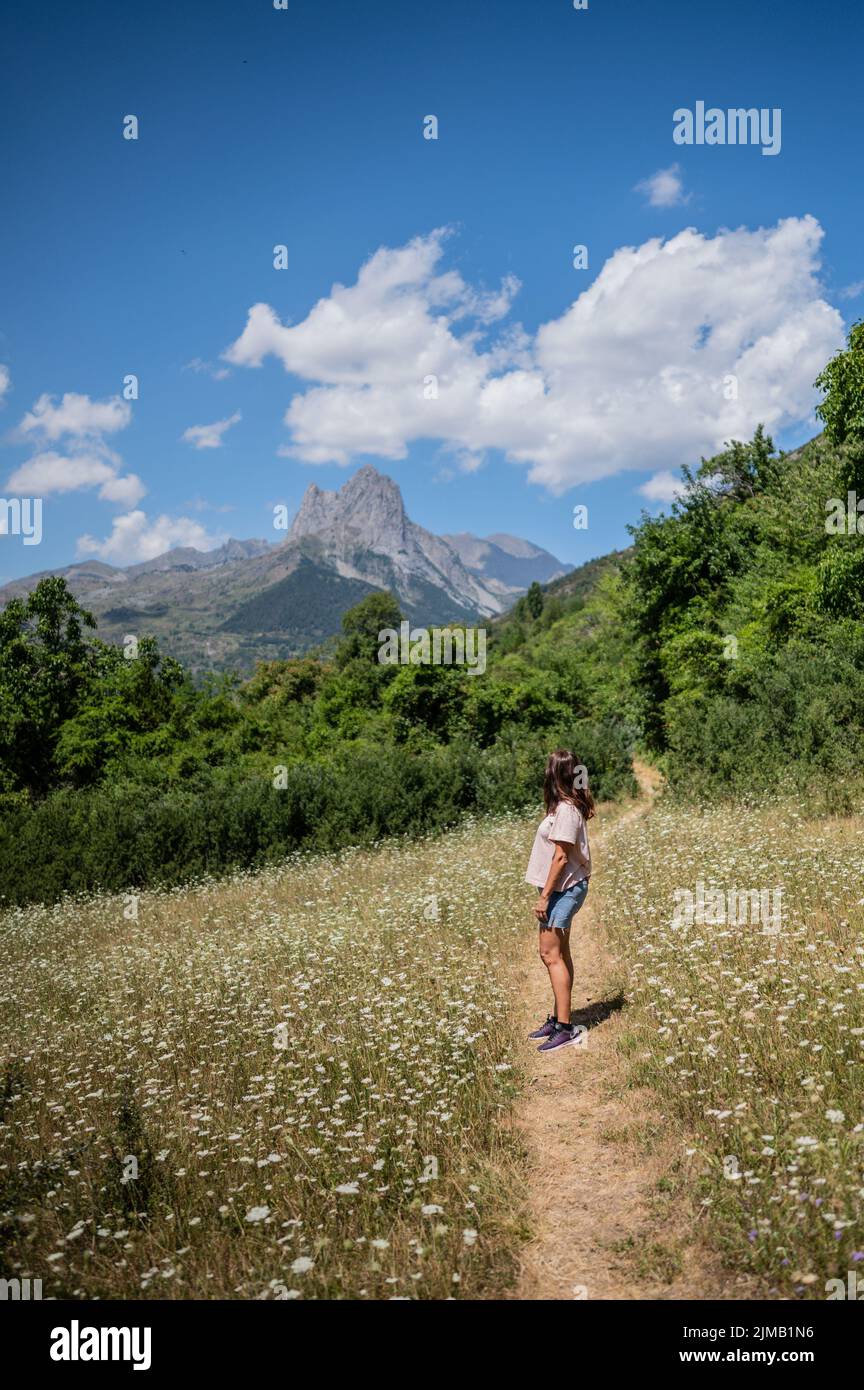 Caucaisan randonnées dans les environs de Sallent de Gallego, Huesca, Espagne Banque D'Images