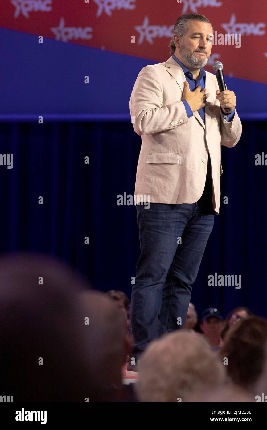 Dallas, Texas, États-Unis. 5th août 2022. Le sénateur américain Ted Cruz, du Texas, s'adresse à un auditoire au CPAC Texas 2022, 08/05/2022, à Dallas, au Texas, organisé au Hilton Anatole. Le sénateur Cruz amène la foule à parler de guerres culturelles et de l'administration Biden. (Credit image: © Chris Rusanowsky/ZUMA Press Wire) Credit: ZUMA Press, Inc./Alamy Live News Banque D'Images