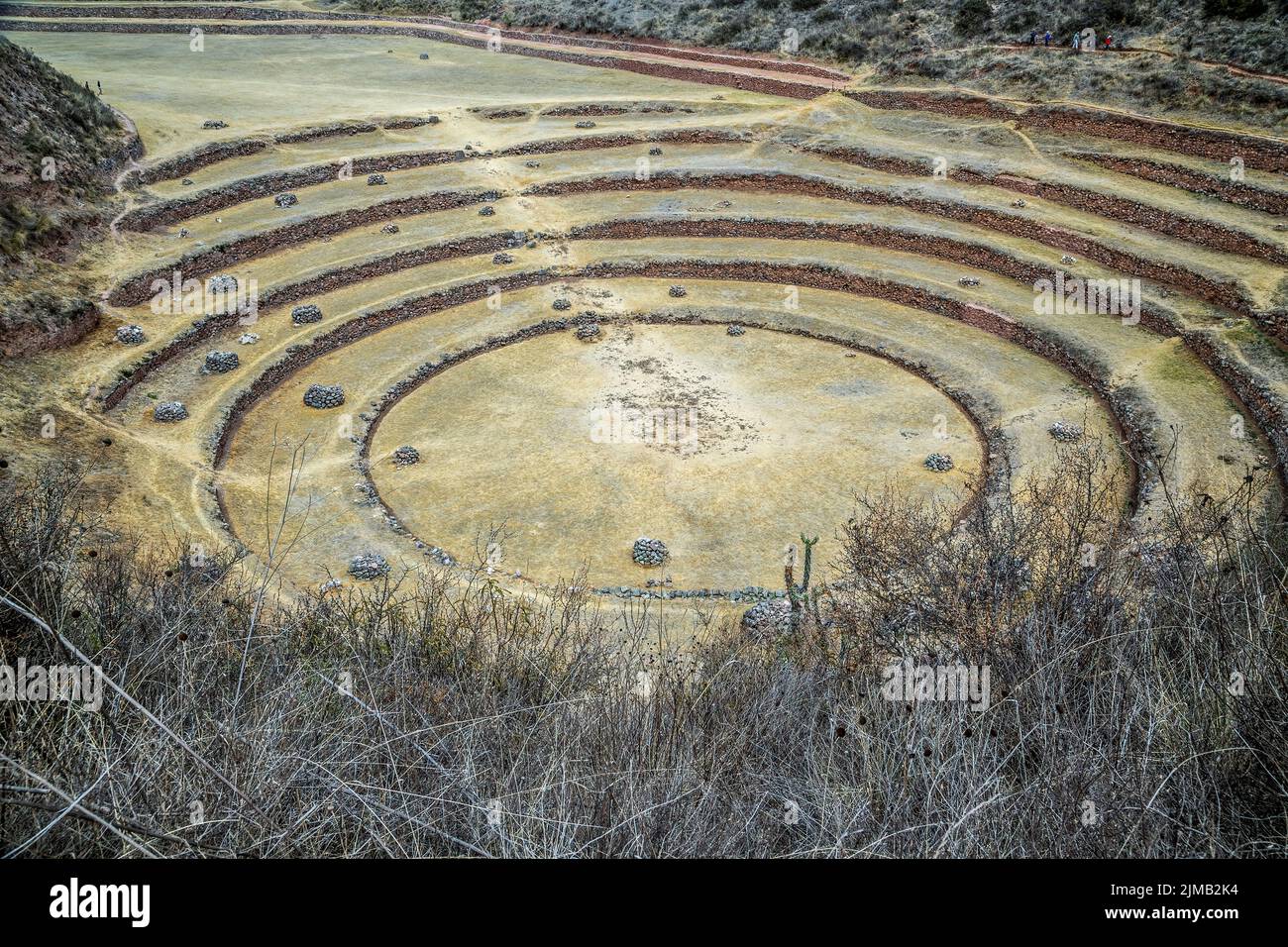 Terrasses agricoles concentriques, Moray ruines Inca, Cusco, Pérou Banque D'Images